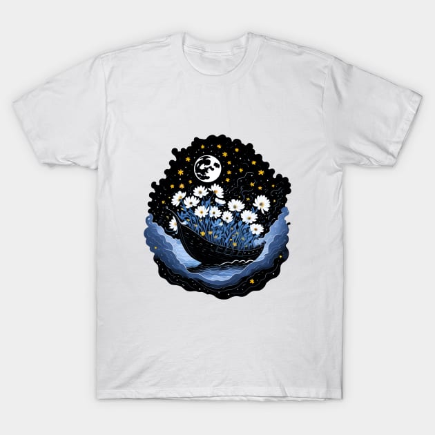 Dreamy Daisies and Starry Night T-Shirt by Shaymalily